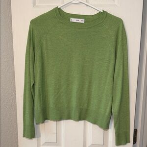 Mango Lightweight Crewneck Sweater in Green